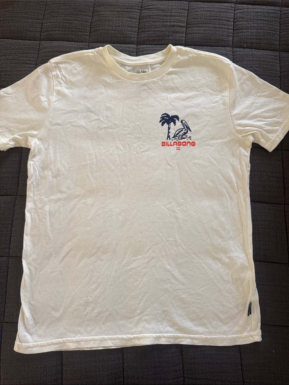 Billabong White Short Sleeve Tee with Navy & Red Logo